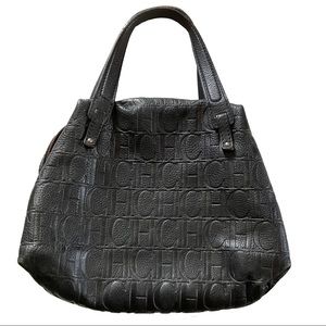 Carolina Herrera Black leather hand bag '